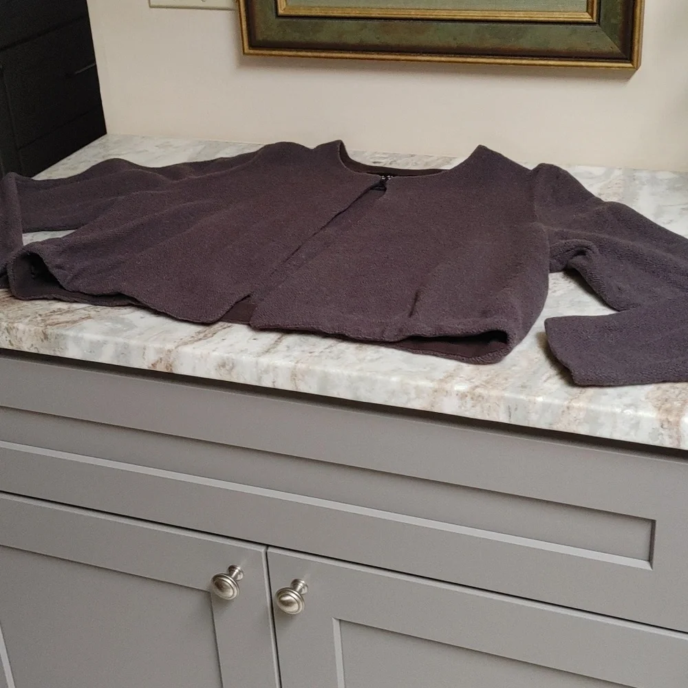 Vintage Linda Allard Ellen Tracy Wool Crop Sweater in Eggplant XL